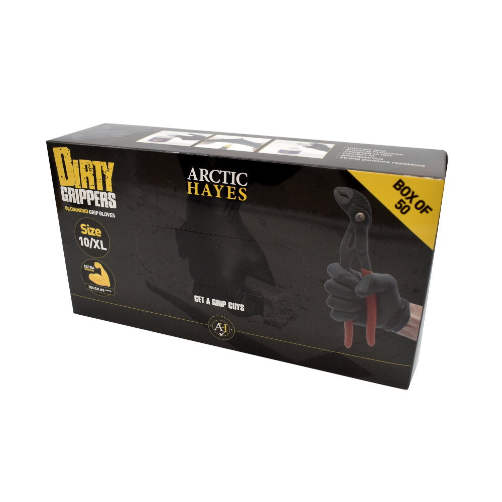 Arctic Hayes Diamond Grip Gloves 8g Medium Black Box 50