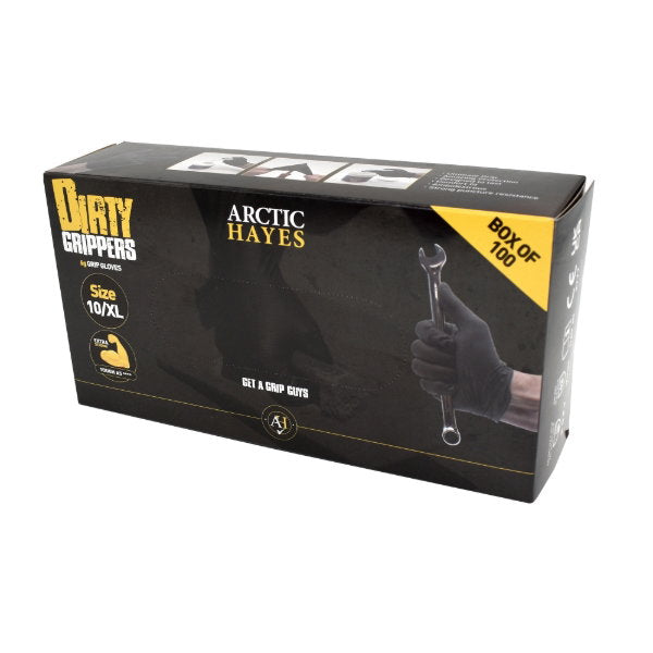 Arctic Hayes Plain Grip Gloves 6g XLarge Black Box 100