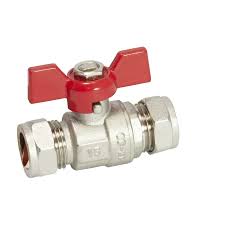 EP Butterfly Ball Valve Red Handle 22mm